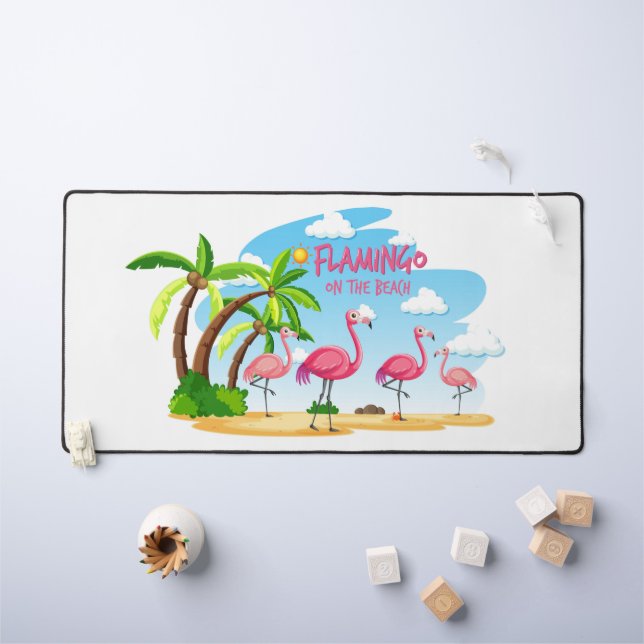 Flamingo am Strand Schreibtischunterlage (Kindertisch)