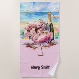 Flamingo am Strand Strandtuch