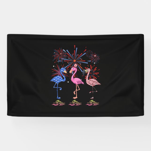 Flamingo American Flag für den 4. Juli Banner (Horizontal)