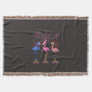 Flamingo American Flag für den 4. Juli Decke