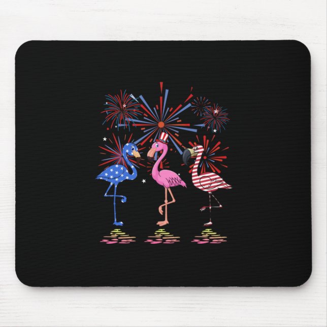Flamingo American Flag für den 4. Juli Mousepad (Vorne)