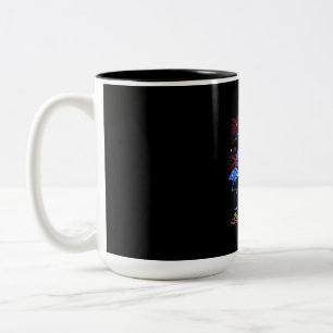 Flamingo American Flag für den 4. Juli Zweifarbige Tasse