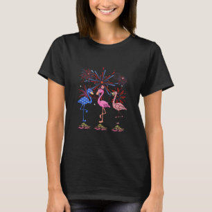 Flamingo Amerikanische Flagge Für 4. Juli T-Shirt
