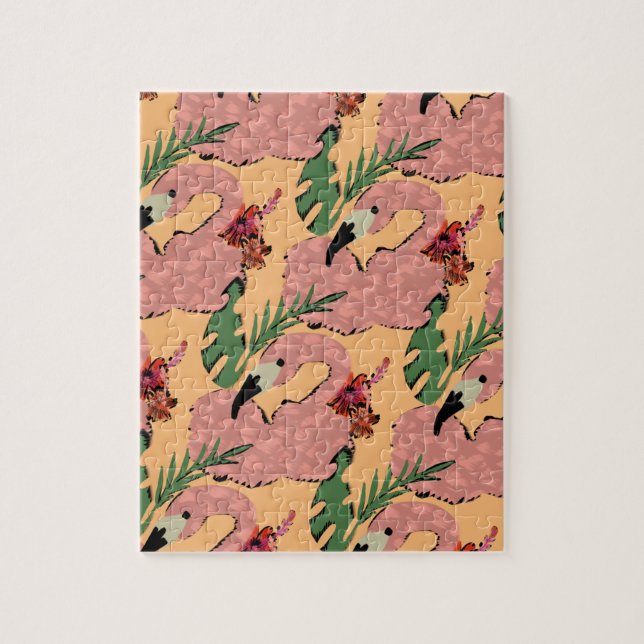Flamingo Ananas Hand Drawn Doodles Puzzle (Vertikal)