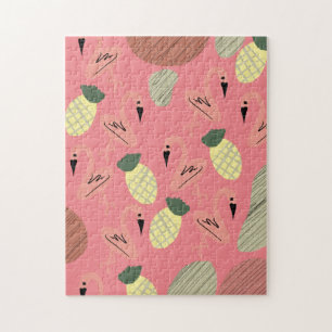 Flamingo Ananas Handgezeichnete Doodles Puzzle