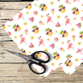 Flamingo, Ananas, Sommerdesign Seidenpapier