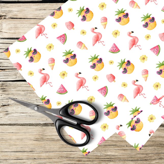 Flamingo, Ananas, Sommerdesign Seidenpapier (Von Creator hochgeladen)