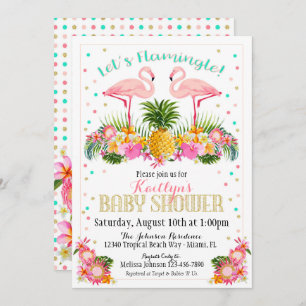 Flamingo-Ananas-tropische Babyparty Einladung