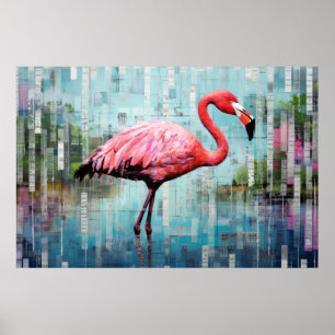Flamingo Animal Bird Art Deco Paint Poster