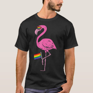 Flamingo Animal Bird LGBTQ Rainbow Flag Gay Pride T-Shirt