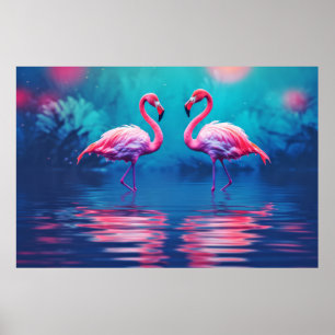 Flamingo Animal Bird Wildlife Wilderness Colorful Poster