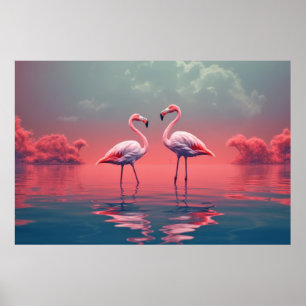 Flamingo Animal Bird Wildlife Wilderness Colorful Poster