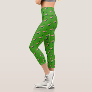 Flamingo Animal Green St Patrick's Day Capri Leggings