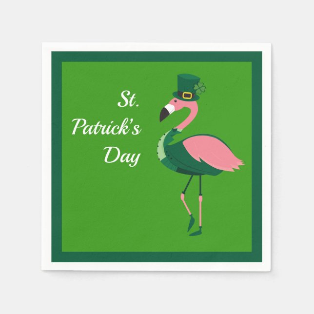 Flamingo Animal Green St Patrick's Day Serviette (Vorderseite)
