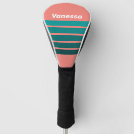 Flamingo Aqua Across Striping with Name Golf Headcover