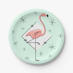 Flamingo Aqua-Diamantpapierplatte Pappteller