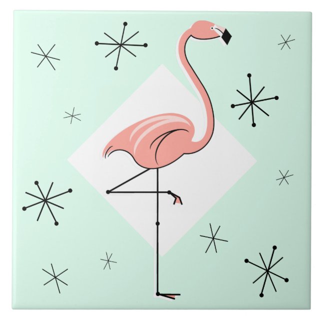 Flamingo Aqua Diamond Stars Fliese (Vorderseite)