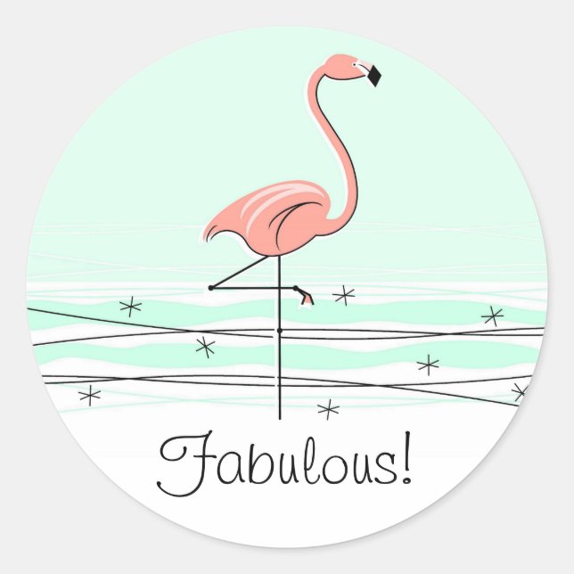 Flamingo Aqua Fabulous Aufkleber! Runder Aufkleber (Vorderseite)