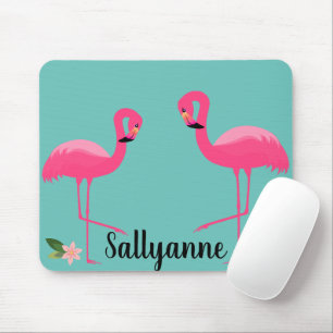 FLAMINGO AQUA GREEN FLORAL CUSTOMIZABLE Mouse Pad Mousepad