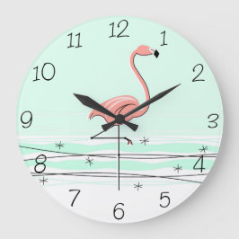 Flamingo Aqua numbers clock round Große Wanduhr