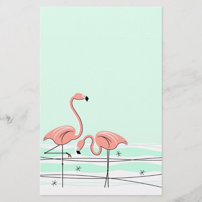 Flamingo Aqua Paar Schreibwaren Briefpapier (Vorderseite)