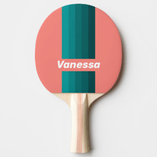 Flamingo Aqua Pin Streifen mit Namen Tischtennis Schläger