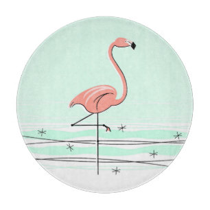 Flamingo Aqua Schneidebrett rund