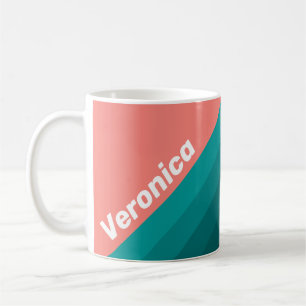 Flamingo Aqua Streifen mit Namen Kaffeetasse