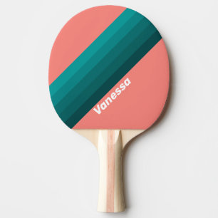 Flamingo Aqua Streifen mit Namen Tischtennis Schläger