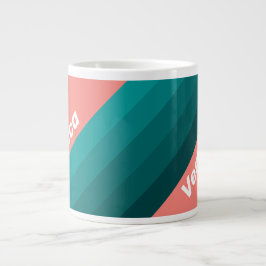 Flamingo Aqua Stripes with Name Jumbo-Tasse