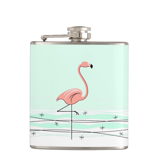 Flamingo Aqua umhüllter Kolben Flachmann (Vorderseite)
