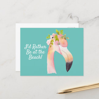 Flamingo Aquarell - am Strand Postkarte