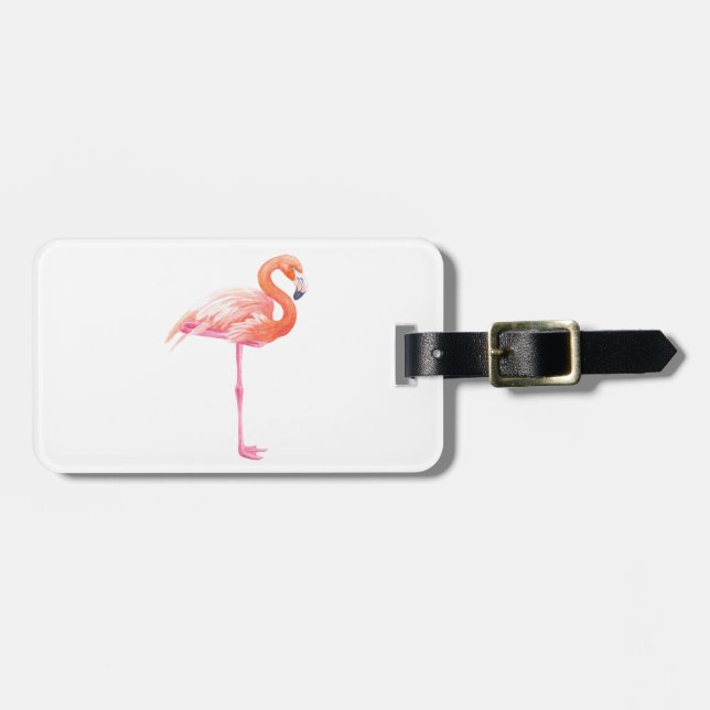 Flamingo-Aquarell Gepäckanhänger (Vorderseite horizontal)