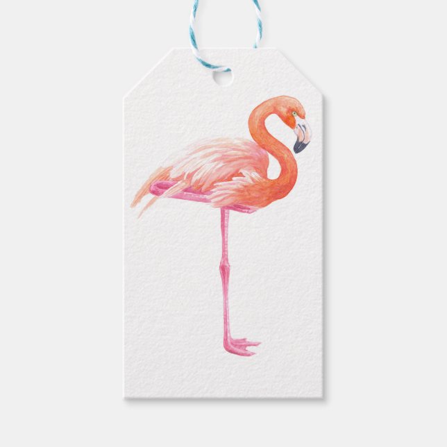 Flamingo-Aquarell Geschenkanhänger (Vorderseite)