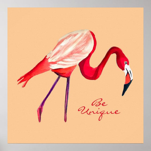 Flamingo Aquarell hübsche Kunst Poster (Vorne)