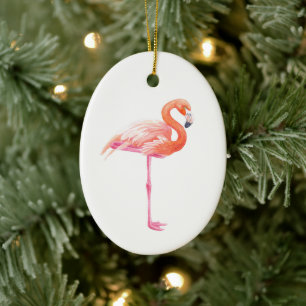 Flamingo-Aquarell Keramik Ornament