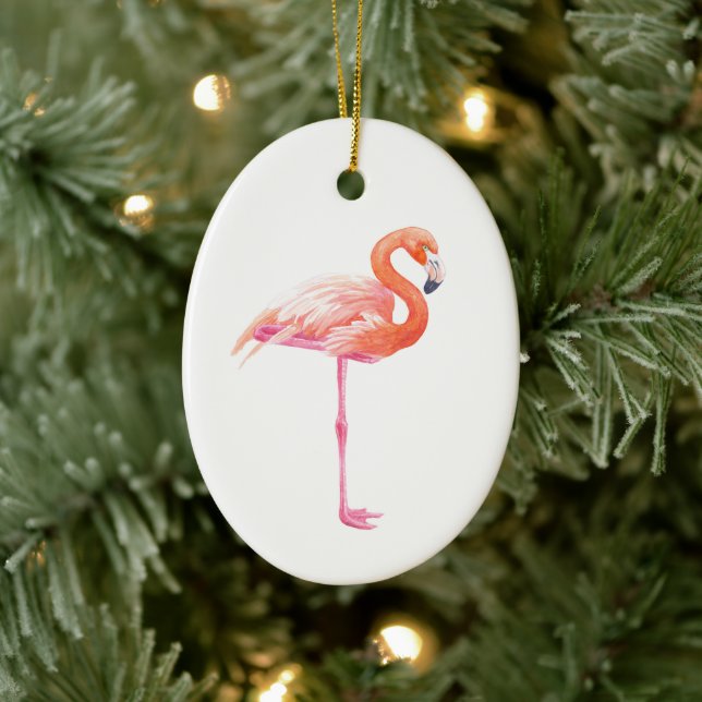 Flamingo-Aquarell Keramik Ornament (Baum)