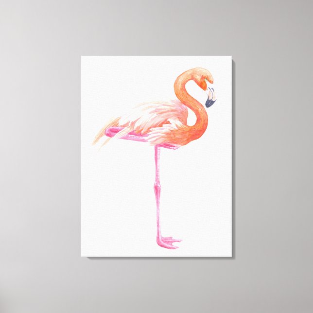 Flamingo-Aquarell Leinwanddruck (Vorderseite)