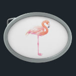 Flamingo-Aquarell Ovale Gürtelschnalle<br><div class="desc">Flamingo mit Aquarellen bemalt.</div>