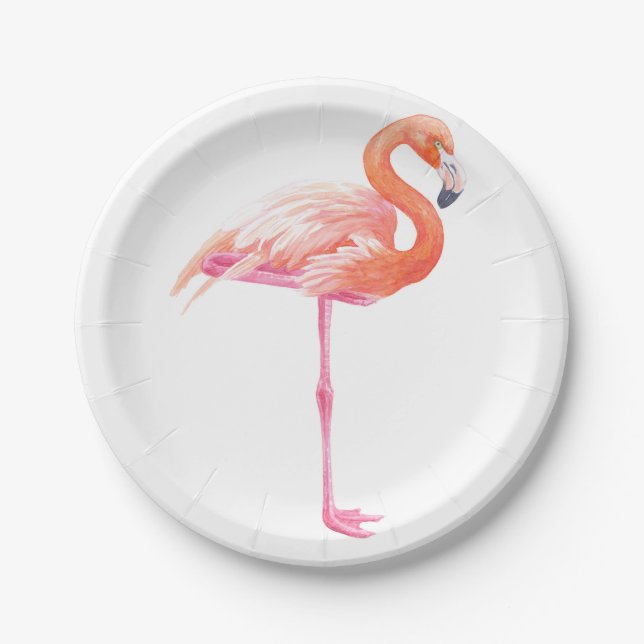 Flamingo-Aquarell Pappteller (Vorderseite)