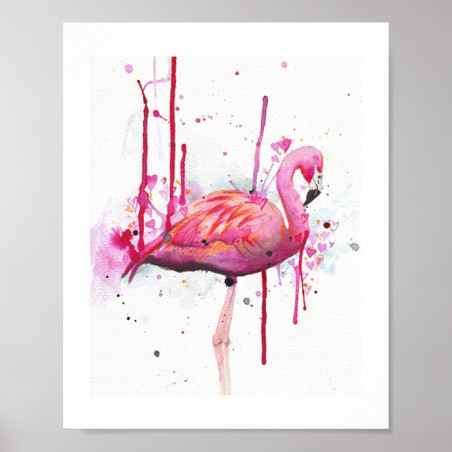 Flamingo-Aquarell Poster (Vorne)