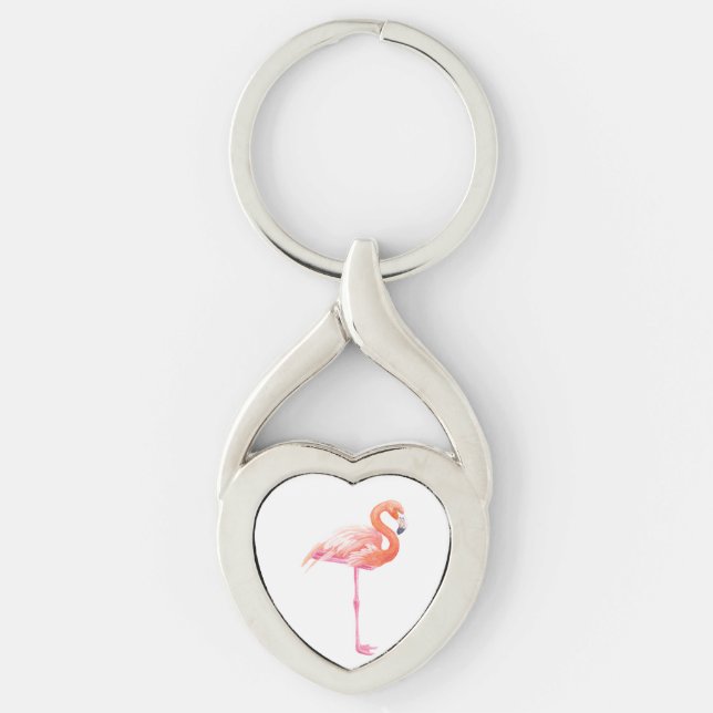 Flamingo-Aquarell Schlüsselanhänger (Vorderseite)