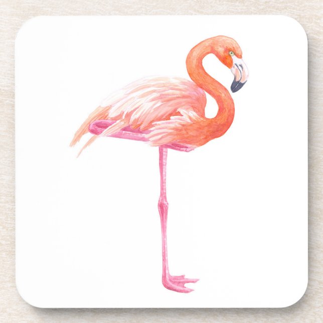 Flamingo-Aquarell Untersetzer (Vorderseite)