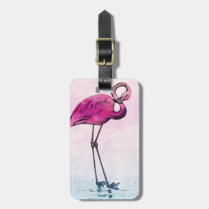 Flamingo Aquarell Vintage Rosa Flamingos Retro Gepäckanhänger