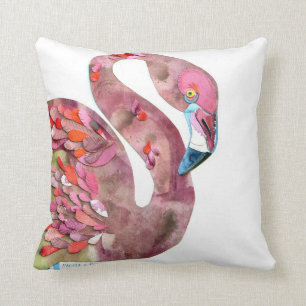 Flamingo-Aquarellausschnitt-Kunstkissen Kissen