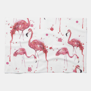 Flamingo-Aquarellmuster, lebendiges Design. Geschirrtuch