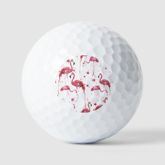 Flamingo Aquarellmuster, lebendiges Design. Golfball (Vorderseite)