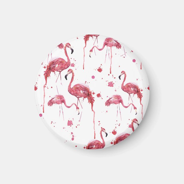 Flamingo Aquarellmuster, lebendiges Design. Magnet (Vorne)