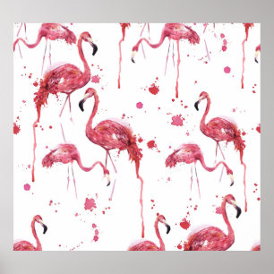 Flamingo Aquarellmuster, lebendiges Design. Poster