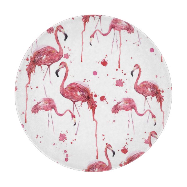 Flamingo Aquarellmuster, lebendiges Design. Schneidebrett (Vorderseite)